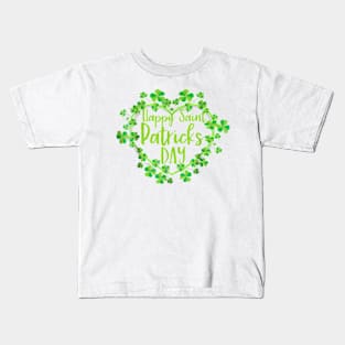 Cute Lucky Heart Shamrock Happy St Patricks Day Family Heart Kids T-Shirt